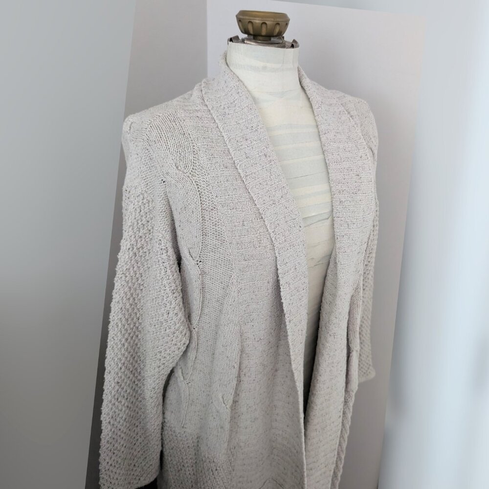 Full Length Oatmeal Knit Cardigan - Silk Blend